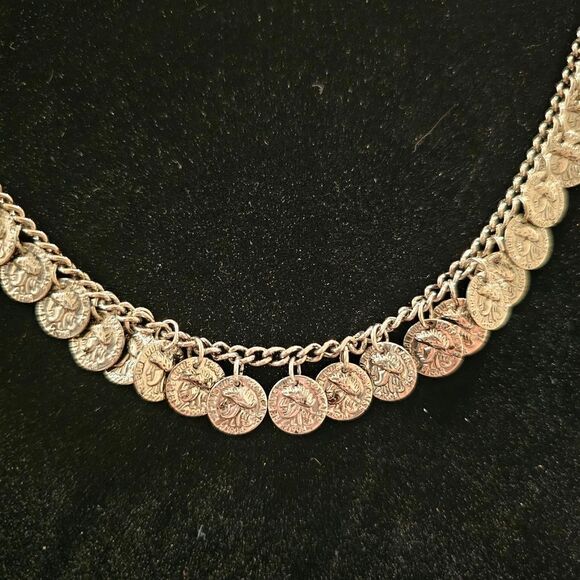 Boho Single Strand Cluster Coin Necklace - Picture 6 of 16